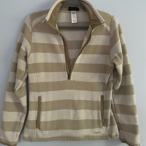Patagonia Tan Stripe Better Sweater Half Zip — Medium
